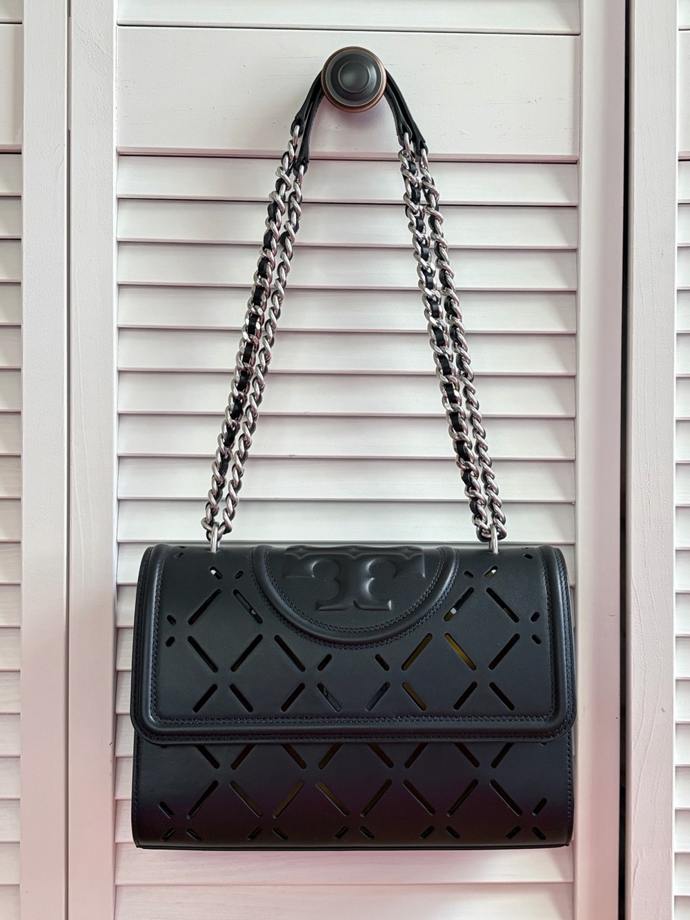 Tory Burch Fleming Perforated Leather Convertible Shoulder Bag - Picture 2 of 9